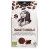 Generous Charlotte Chocolat Schokoladengebäck, glutenfrei Bio (100 g) von Generous zeigt auf der Vorderseite eine illustrierte Frau, die einen Keks hält.