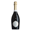 Eine 0,75-Liter-Flasche Cester Camillo Prosecco DOC Brut Treviso von Cester Camillo hat einen goldenen Folienverschluss und ein weißes Etikett, das auf einem schlichten Hintergrund abgebildet ist.