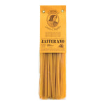 Eine 250-g-Packung Lorenzo il Magnifico Linguine von Safran mit einem orangefarbenen Etikett mit Porträtdarstellung.