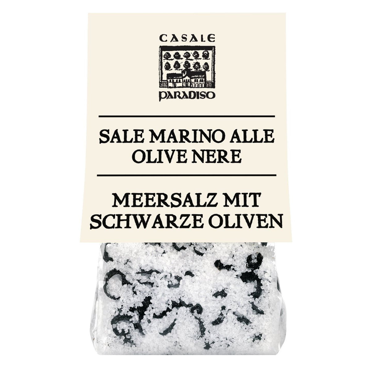 Sale Marino alle olive nere - Meersalz mit schwarzen Oliven von Casale Paradiso, 200 g