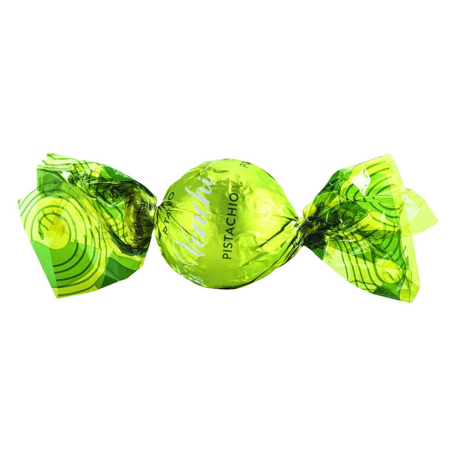 Ein grün verpacktes Bonbon mit der Aufschrift "Pistazie" ist Dubledone Pistacchio Pralinen mit Pistazie von Venchi, 100 g.