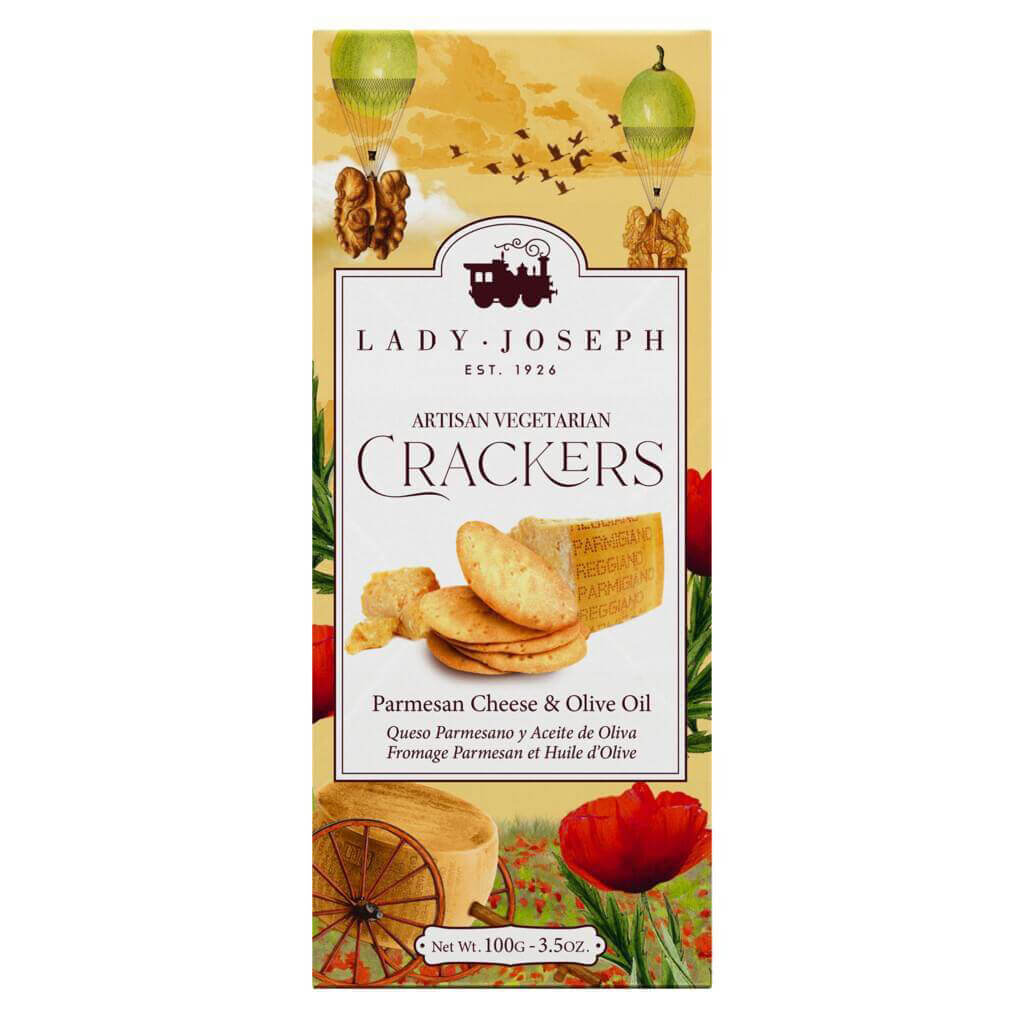 Lady Joseph Parmesan Cheese & Olive Oil Crackers, 100g - Cracker mit Parmesan und Olivenöl.