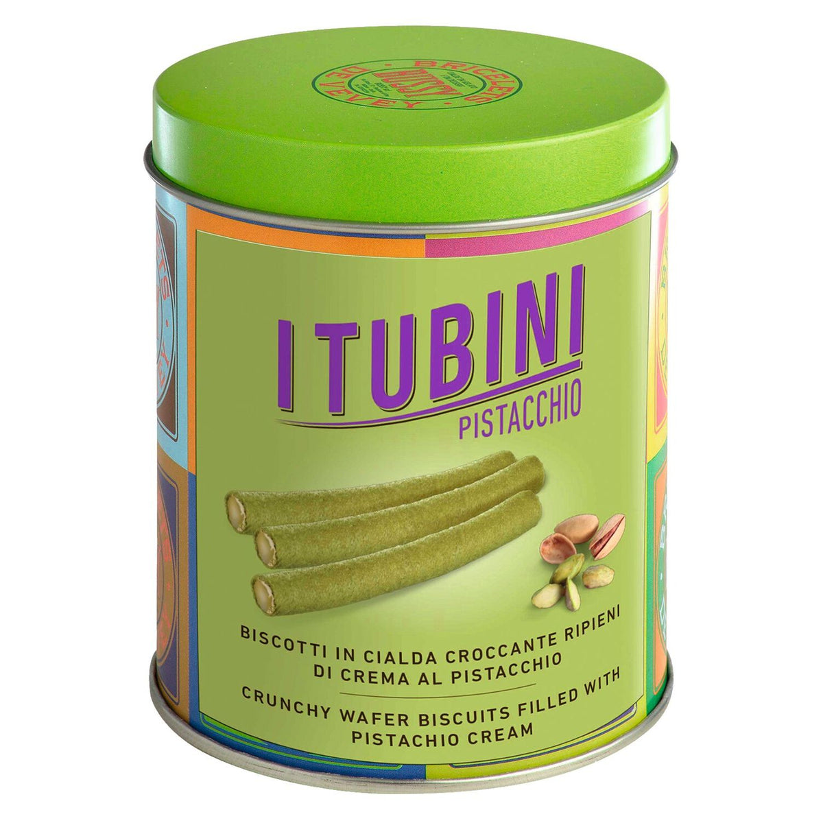 I Tubini Pistacchio - Waffelröllchen mit Pistaziencreme in der Dose von Bussy, 280 g