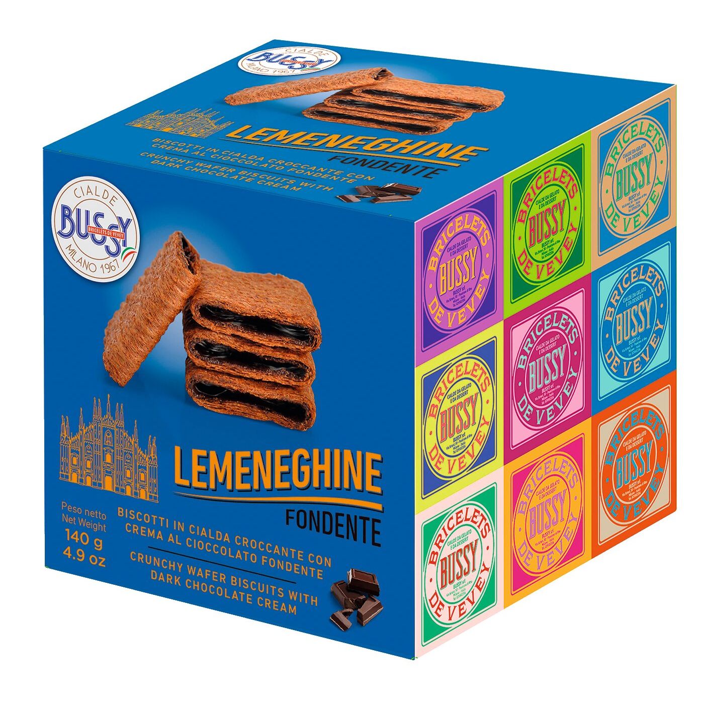 Le Meneghine Fondente - Waffelgebäck mit Creme aus Zartbitter von Bussy, 140 g