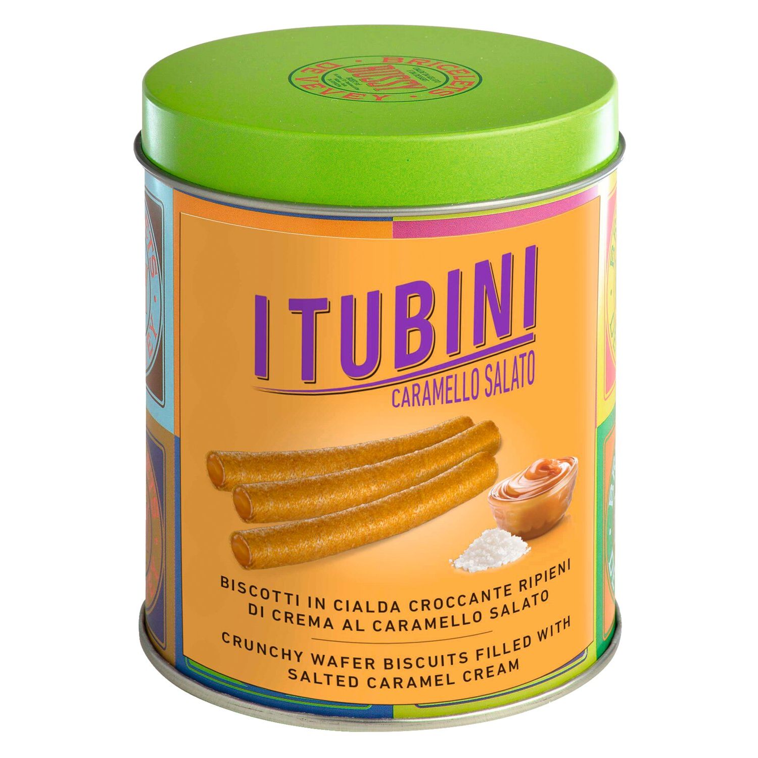 I Tubini Caramello Salato - Waffelröllchen mit salziger Karamellcreme in der Dose von Bussy, 280 g