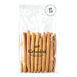 Eine durchsichtige Tüte mit Viani & Co. Grissini mini Rubatà, handgerollte Mini Grissini, 100 g, aus dem Piemont.