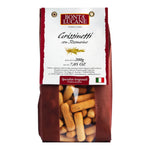 Ein 250g-Beutel Bontà Lucane s.r.l. Grissinetti mit Rosmarin, mit italienischen und Rosmarin-Etiketten.