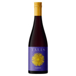 Die 0,75-Liter-Flasche des Cabernet DOC Friuli Rotwein von Talis Wine hat ein violettes Etikett mit einem gelben Blumenmuster und einen goldenen Verschluss.