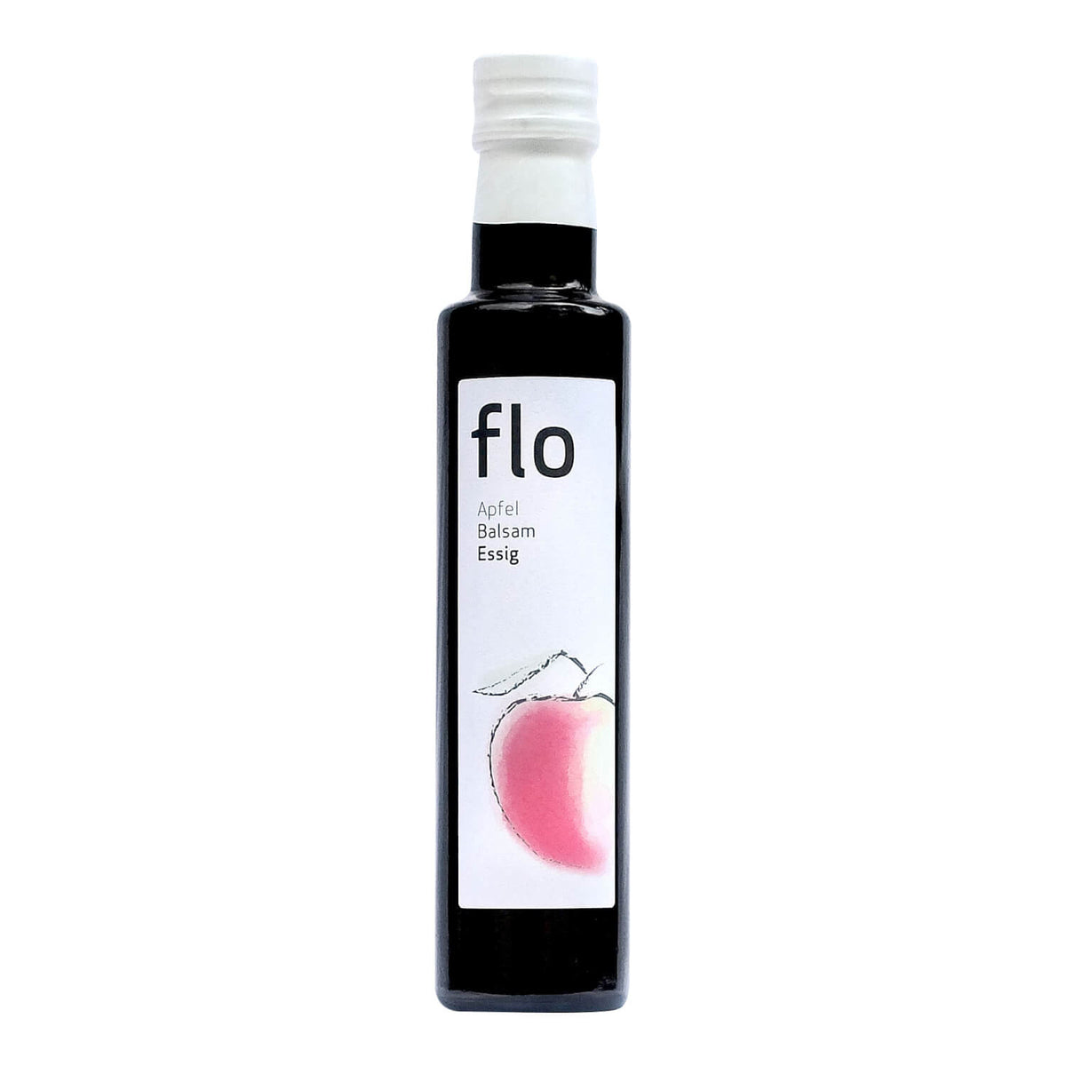Eine 250 ml Flasche Pölzer Bio Apfel Balsam Essig mit weißem Etikett.