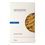 Eine 500-g-Packung Felicetti Penne Ritorte di Granoduro Matt aus Hartweizen Bio Pasta.