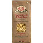 Braune Papiertüte Maccheroni Hartweizennudeln von Rustichella (500 g) von Rustichella d'Abruzzo S.p.A. mit einem Sichtfenster, das den Inhalt der Nudeln zeigt.