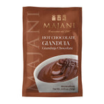 Päckchen Majani S.p.A. Trinkschokolade Gianduja, 30 g, mit cremiger Schokolade in einer weißen Tasse auf der Vorderseite.