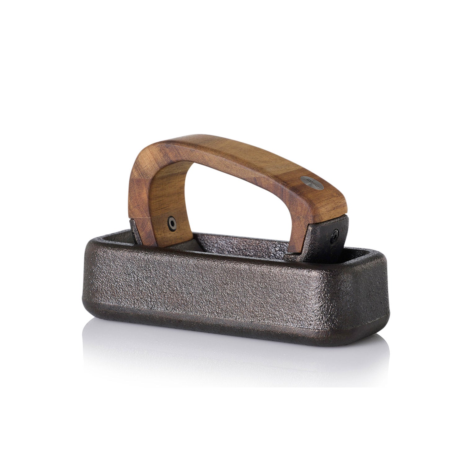 Der AdHoc Wiegemörser Rocca, 17 cm, aus Akazienholz und Gusseisen, ist auf weißem Grund abgebildet.