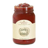 Ein Glas Country Ketchup von Stonewall Kitchen, 517 g, mit Ketchup, der oben überläuft.