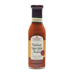 Eine 330-ml-Flasche Stonewall Kitchen Roasted Apple Grille Sauce mit einem hellbraunen und grünen Etikett.