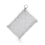 Der Funkenflug Ringreiniger aus Edelstahl (15 x 15 cm) ist ein rechteckiger Ringreiniger aus Edelstahl mit einem Metallring in der oberen Ecke, abgebildet auf weißem Hintergrund.