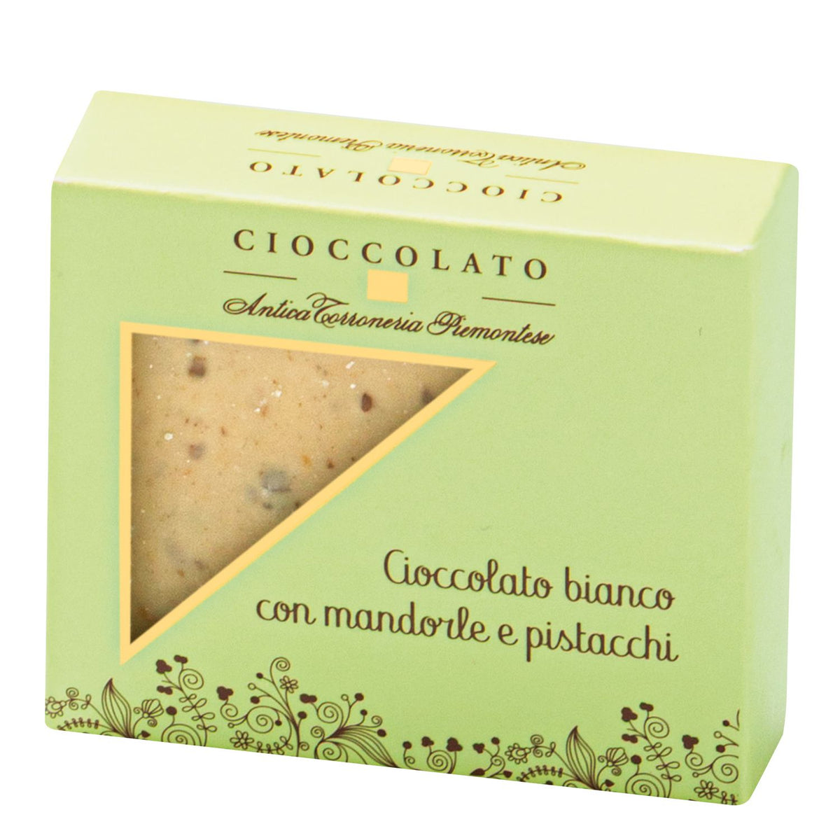 Cioccolato bianco con mandorle e pistacchi - kleine weiße Schokoladentafel mit Mandeln & Pistazien von Antica Torroneria Piemontese, 40 g